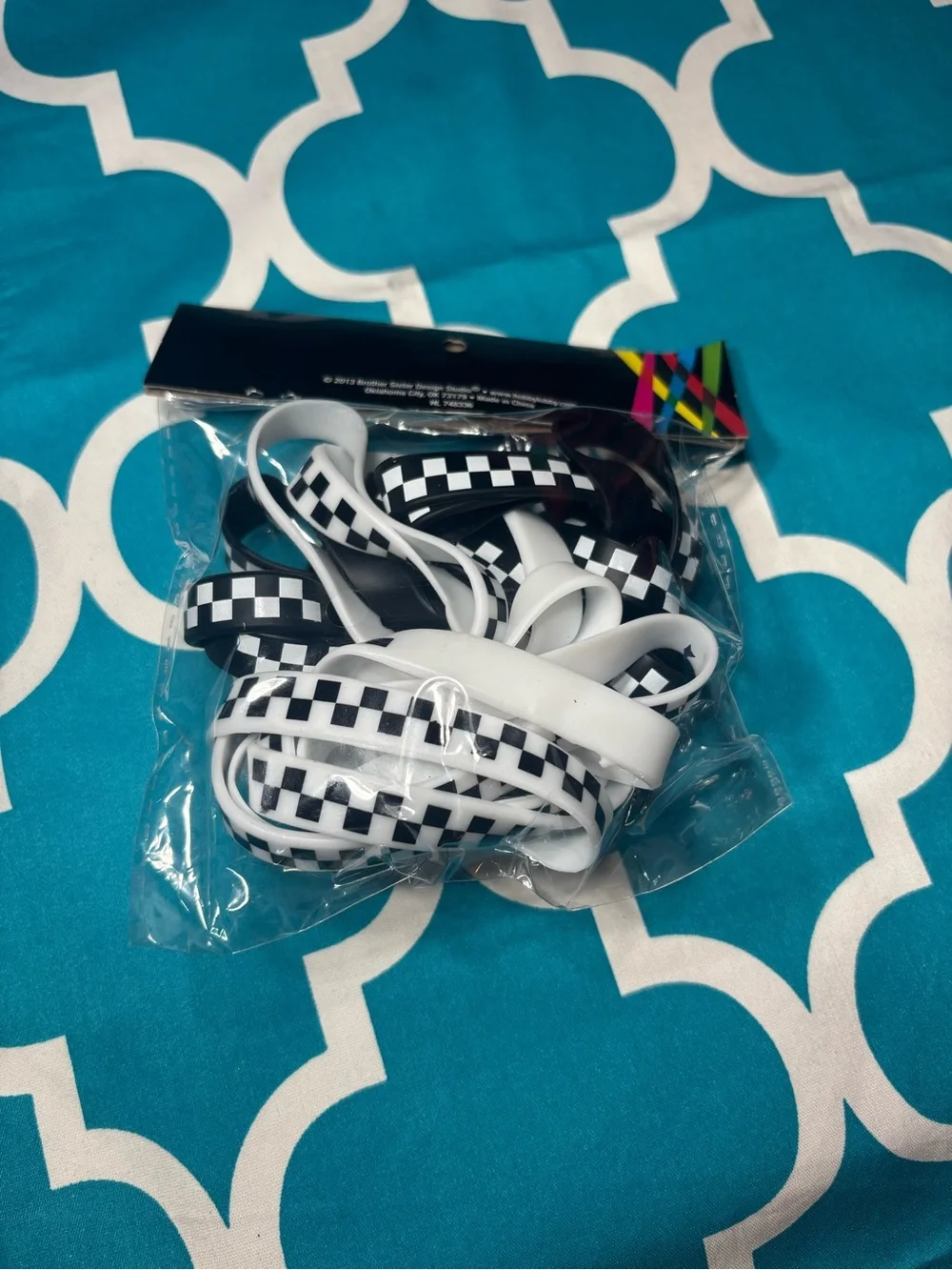 New 20 Black & White Check Silicone Bracelets Checkerboard Silicone Bracelet Set
